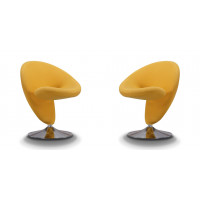 Manhattan Comfort 2-AC040-YL Curl Yellow and Polished Chrome Wool Blend Swivel Accent Chair (Set of 2)